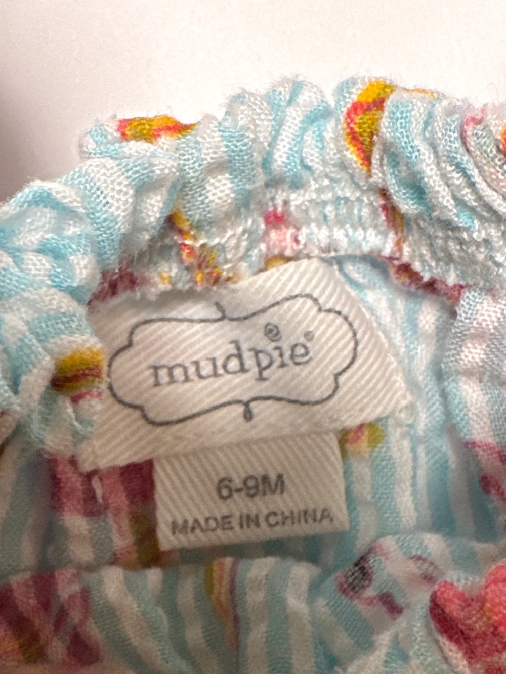 Mud Pie Flamingo Seersucker Bubble Romper Baby Girl 6-9M Coastal Summer Cute - Picture 4 of 5